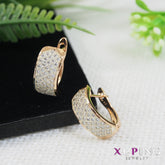 Gold Plated Cubic Zicronia Curve Shaped Xuping Hoops Earring